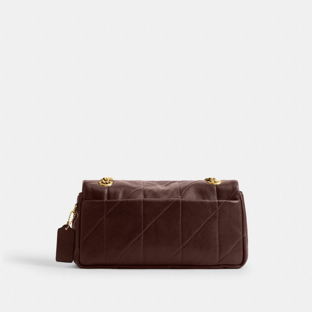 COACH®,Tabby Shoulder Bag 26 With Quilting,Leather,Shoulder Bag,Metal,Logo,Shoulder Guard,Compact,Brass,Day Party,Brown,Back View