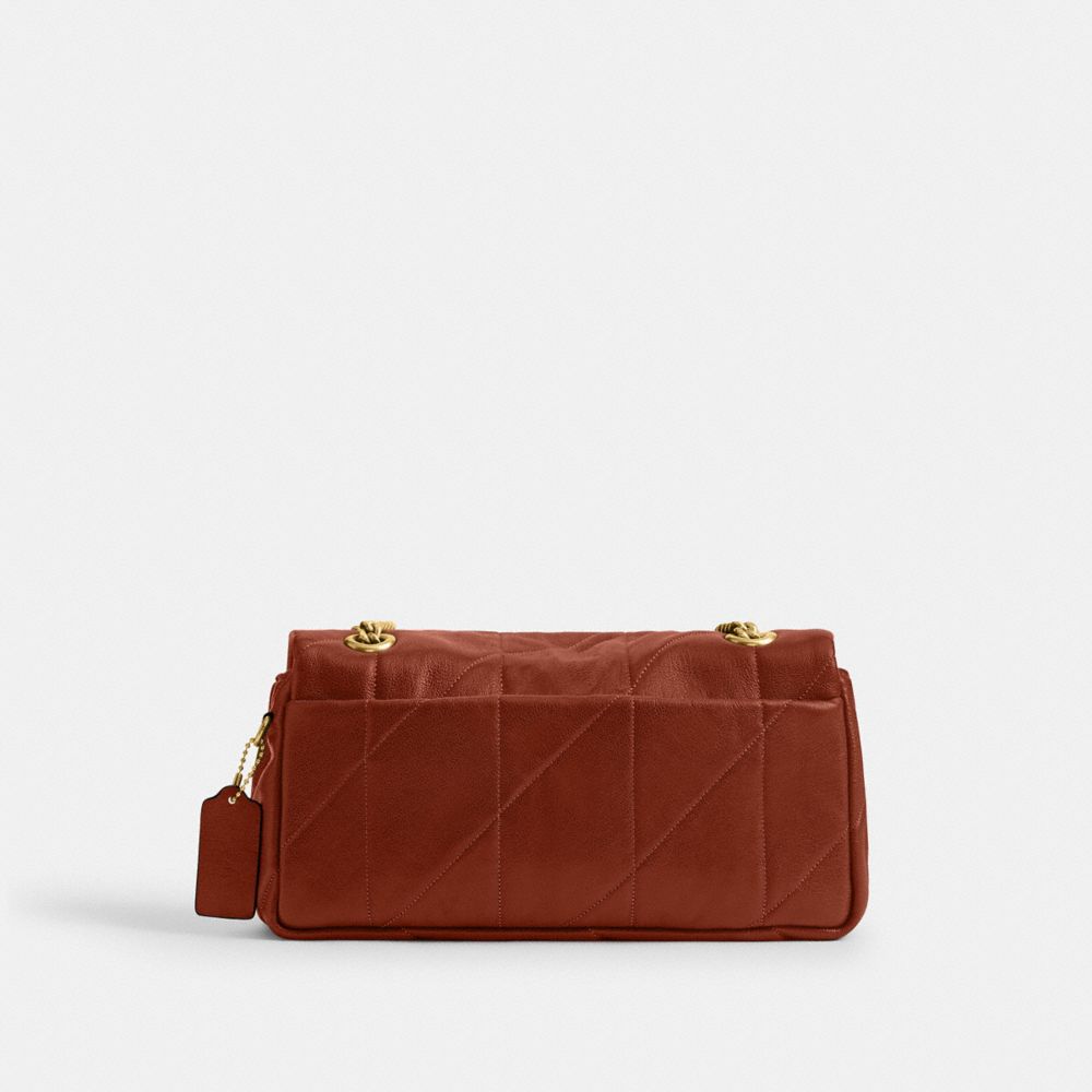 COACH®,Tabby Shoulder Bag 26 With Quilting,Leather,Shoulder Bag,Logo,Metal,Compact,Shoulder Guard,Brass,Day Party,Brown,Back View