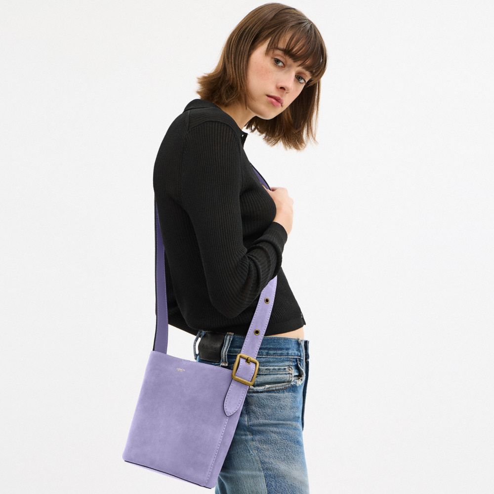 COACH®,Bleecker Bucket Bag 21,Suede,Bucket,Adjustable,Compact,Brass,Casual,Lavender