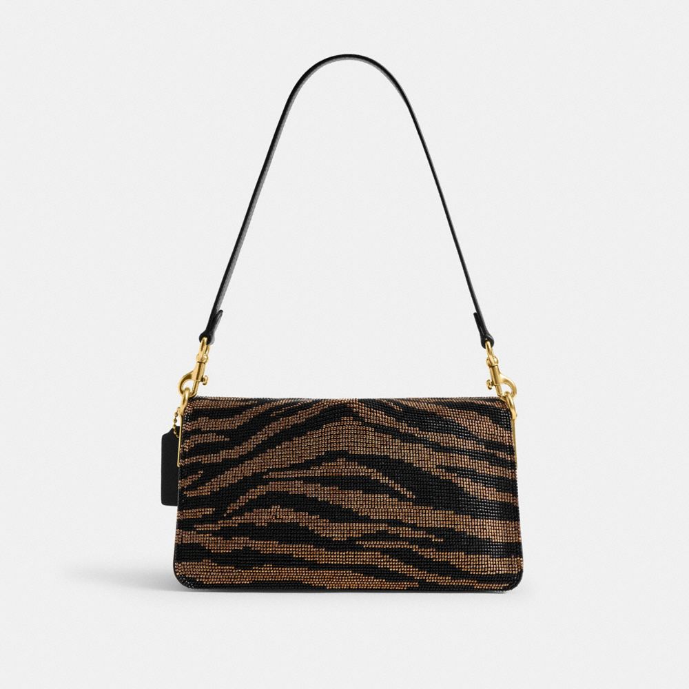 COACH®,Tabby Shoulder Bag 26 With Beaded Tiger,Satin,Leather,Shoulder Bag,Beaded,Crystal,Bead Embellishment,Embellished,Lo...,Black,Back View