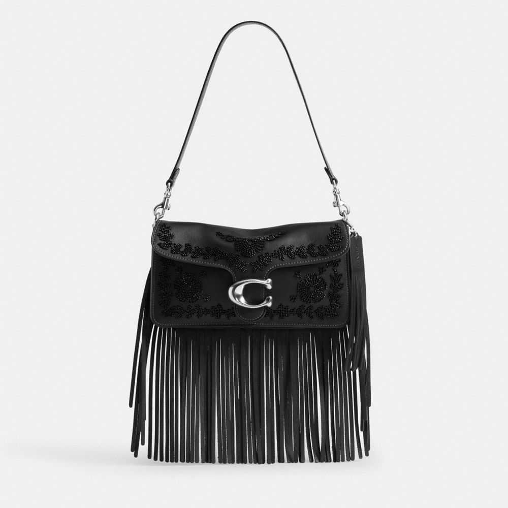 Coach Tabby Shoulder Bag 26 With Beading And Fringe In Black