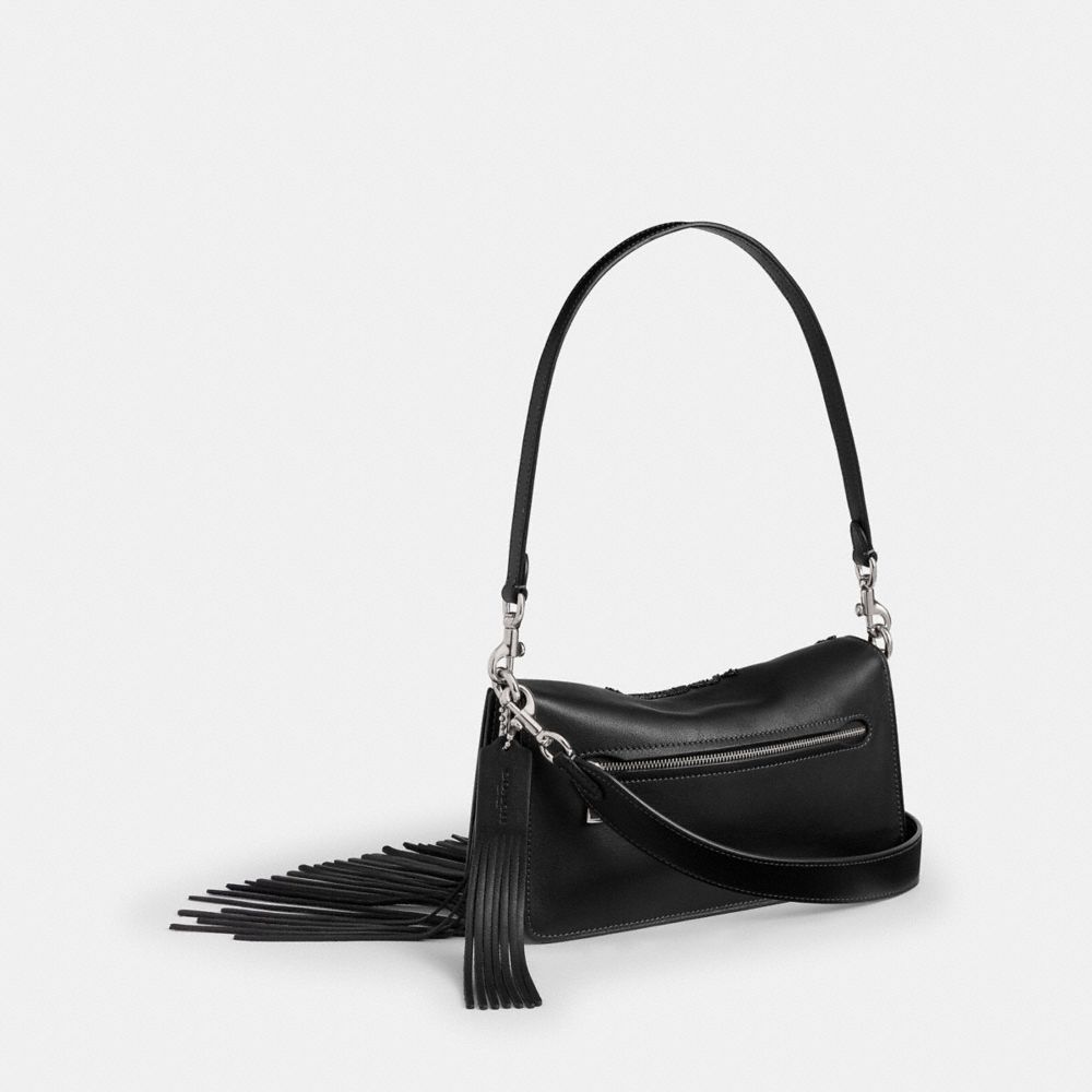 Coach Tabby Shoulder Bag 26 With Beading And Fringe In Black
