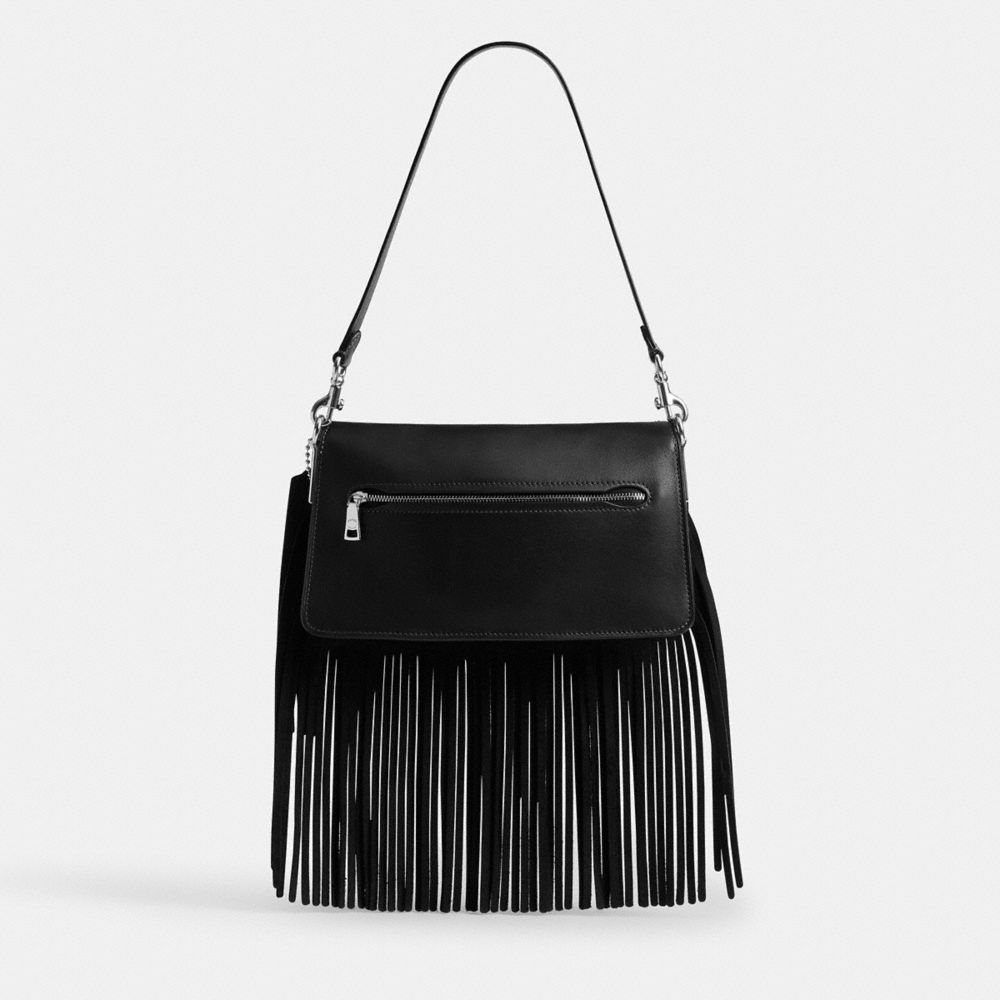 Coach Tabby Shoulder Bag 26 With Beading And Fringe In Black