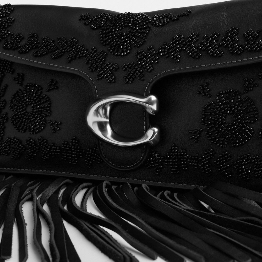Coach Tabby Shoulder Bag 26 With Beading And Fringe In Black