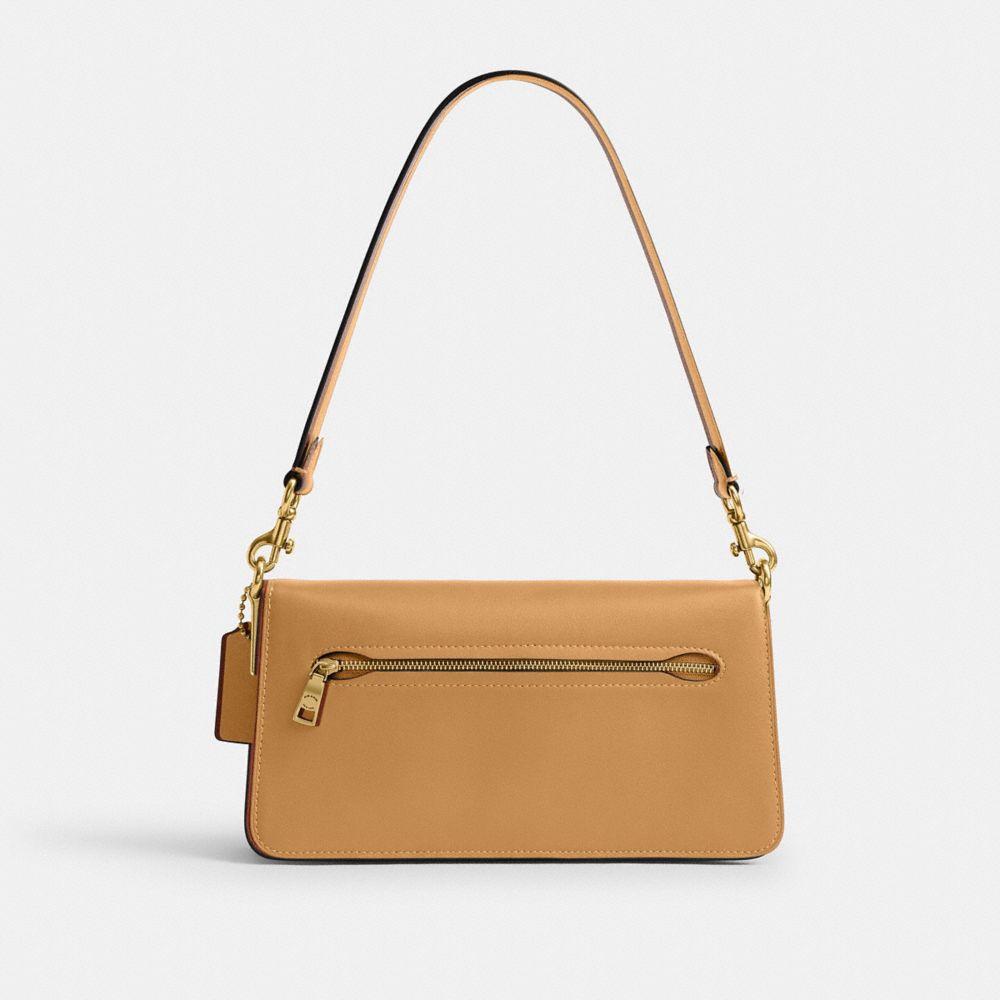 COACH®,Tabby Shoulder Bag 26,Leather,Shoulder Bag,Logo,Metal,Compact,Brass,Casual,Beige,Back View