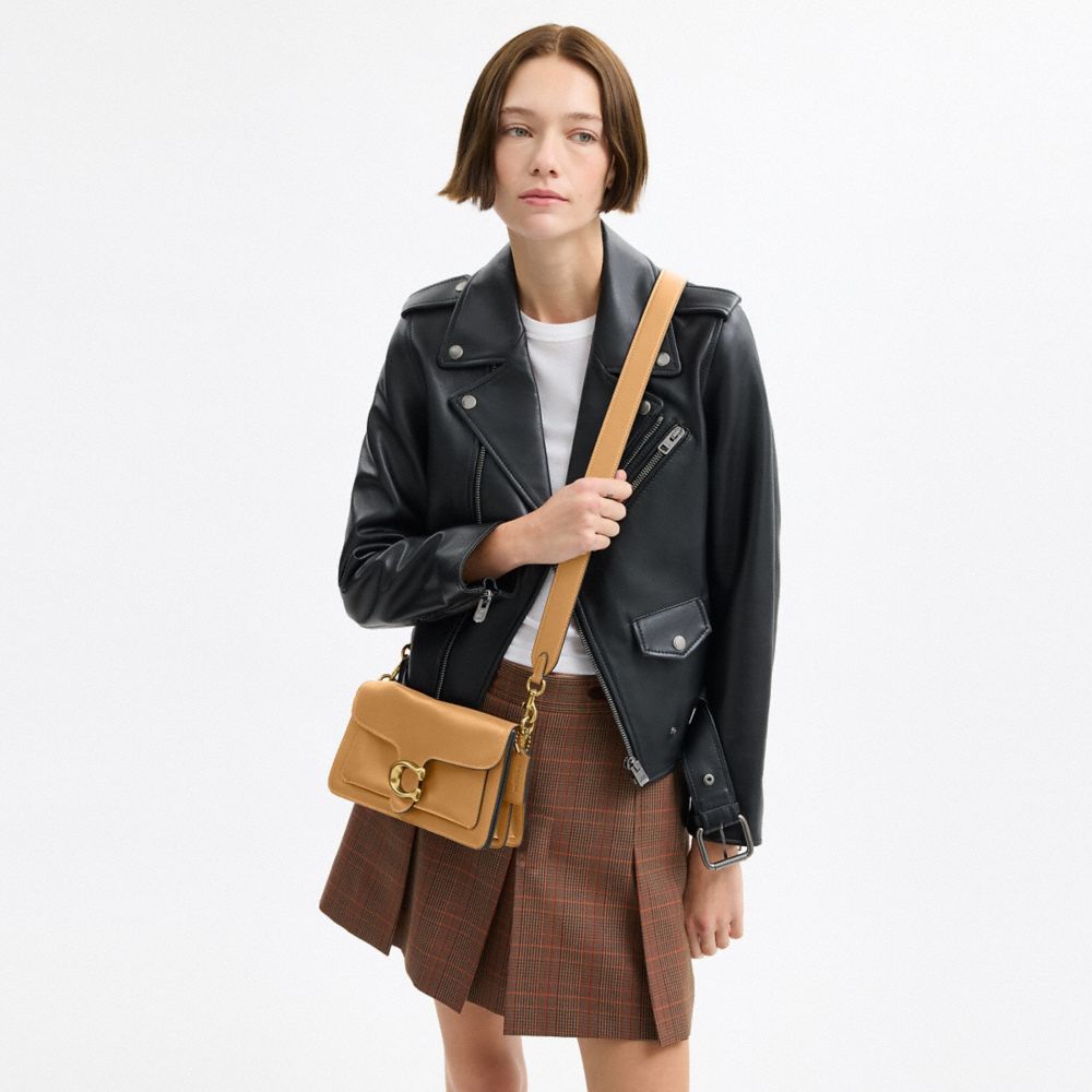 COACH®,Tabby Shoulder Bag 26,Leather,Shoulder Bag,Logo,Metal,Compact,Brass,Casual,Beige