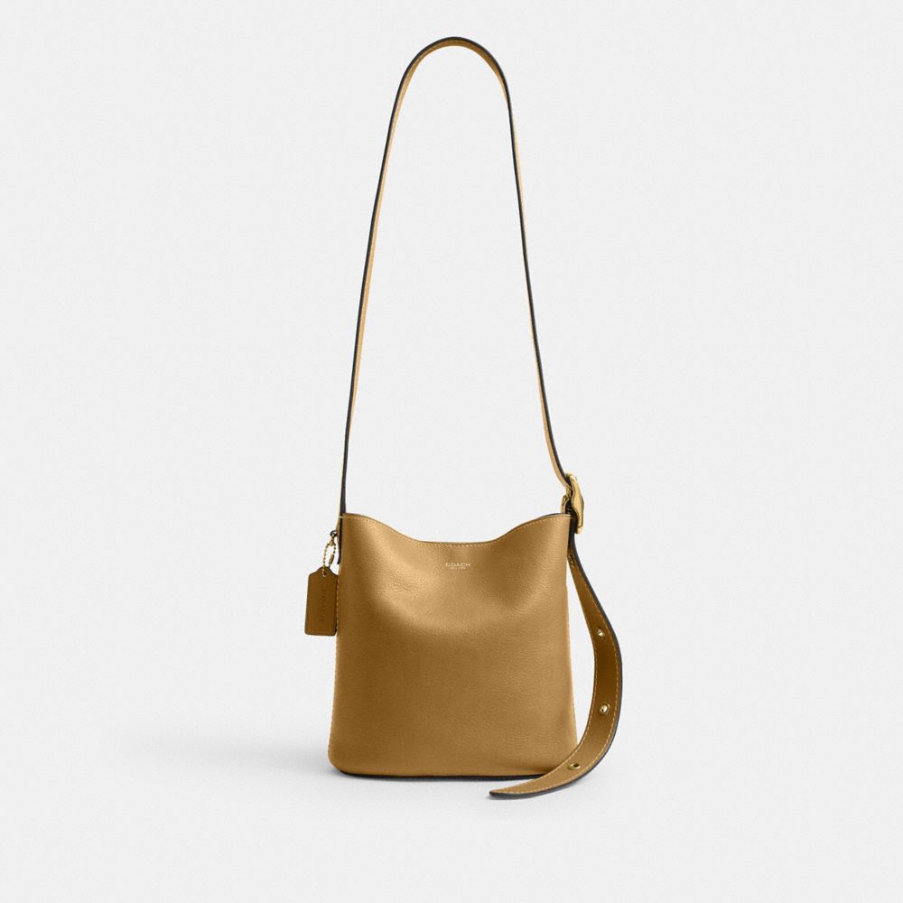 COACH&reg;,Bleecker Bucket Bag 21,Leather,Bucket,Compact,Removable Pouch,Adjustable,Gold Metal,Casual,,Front View