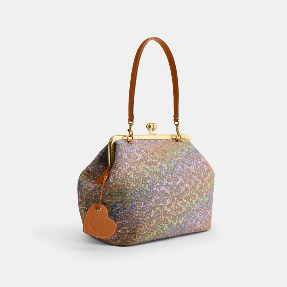 Large Kisslock Frame Bag In Crystal Signature Jacquard