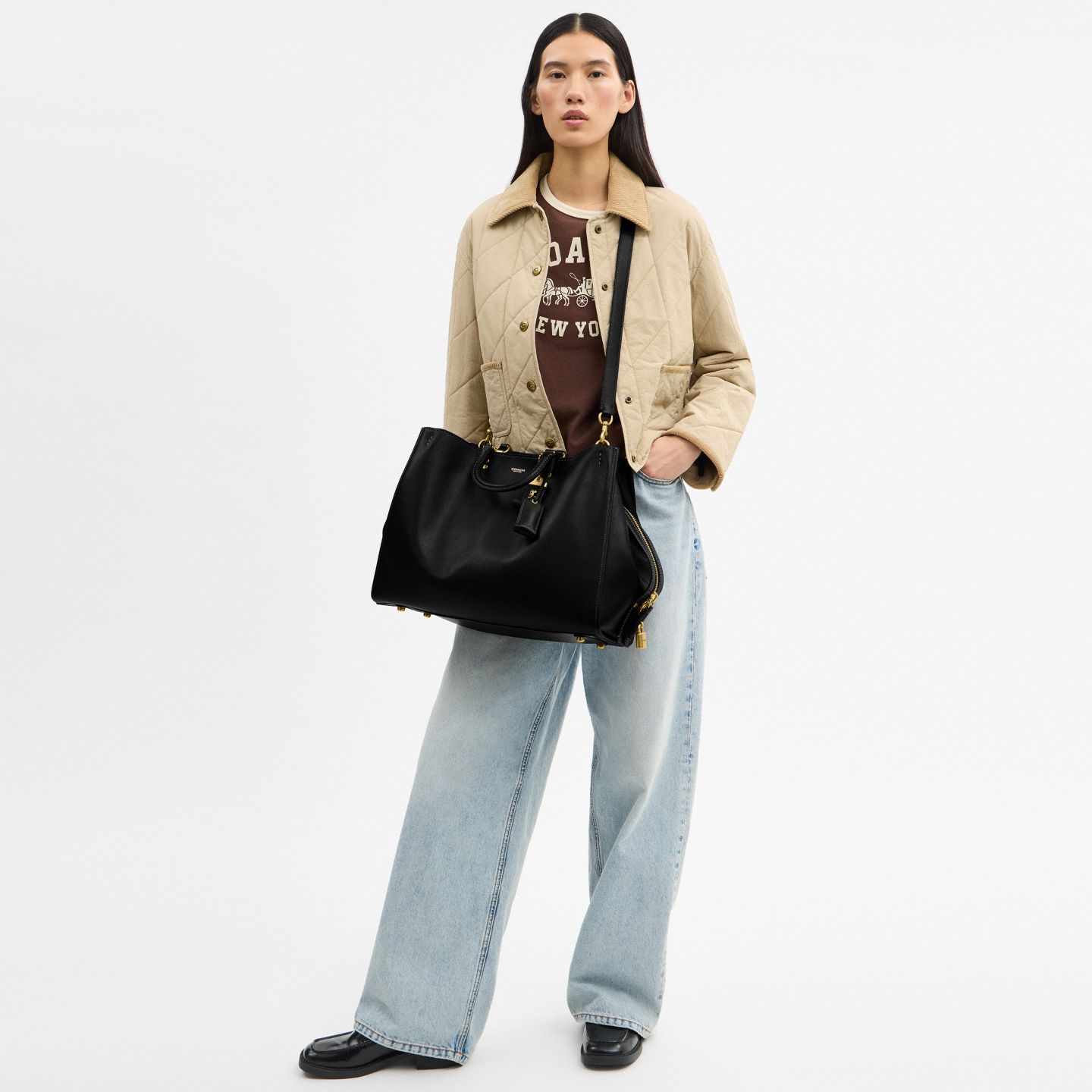 Женская сумка Coach Rogue Bag 40, цвет: Латунный / Чёрный — фото 7