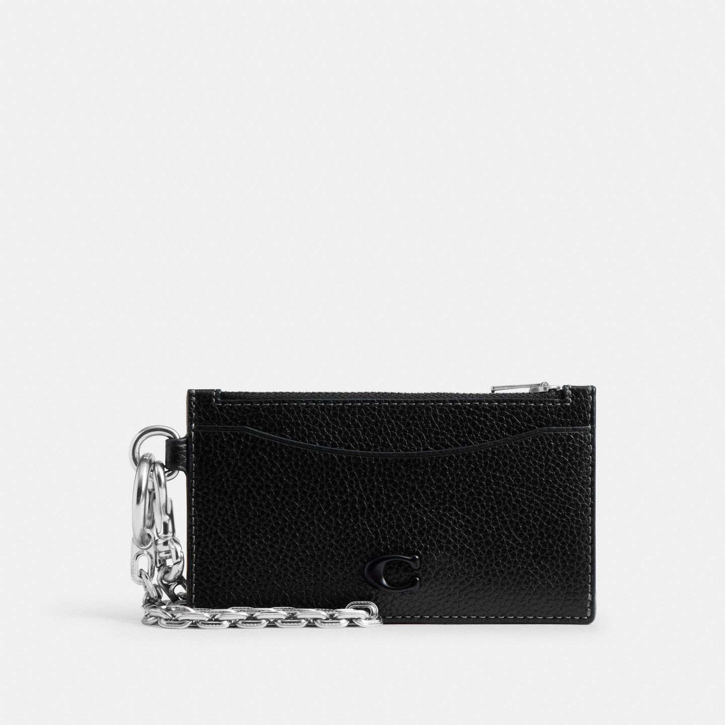Футляр для карт на молнии Coach с цепочкой, цвет: Чёрный — фото 1