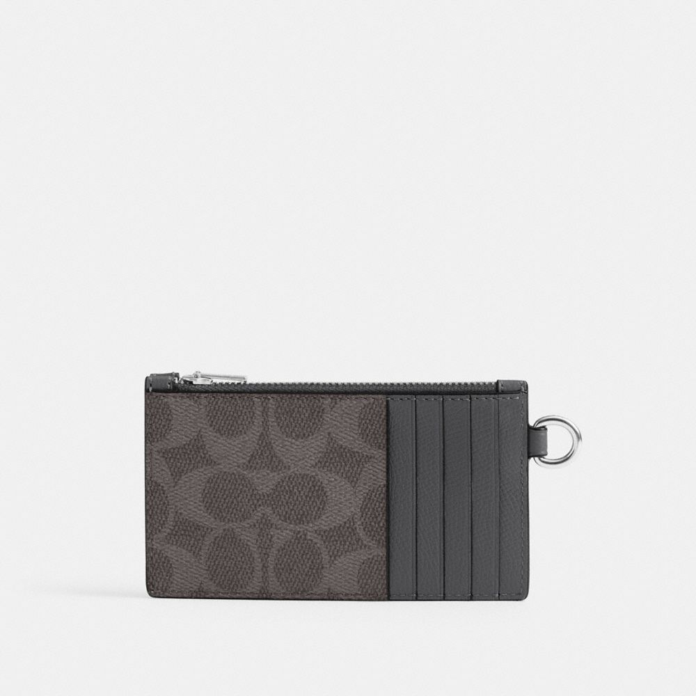 Coach Zip Card Case With Chain In Signature Canvas — фото 2