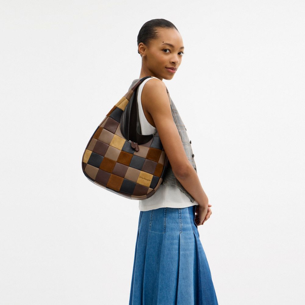 COACH®,Alter/Ego Crescent Shoulder Bag In Upcrafted Suede And Upcrafted Leather,Suede,Recycled Polyester,Leather,Shoulder ...,,Detail View