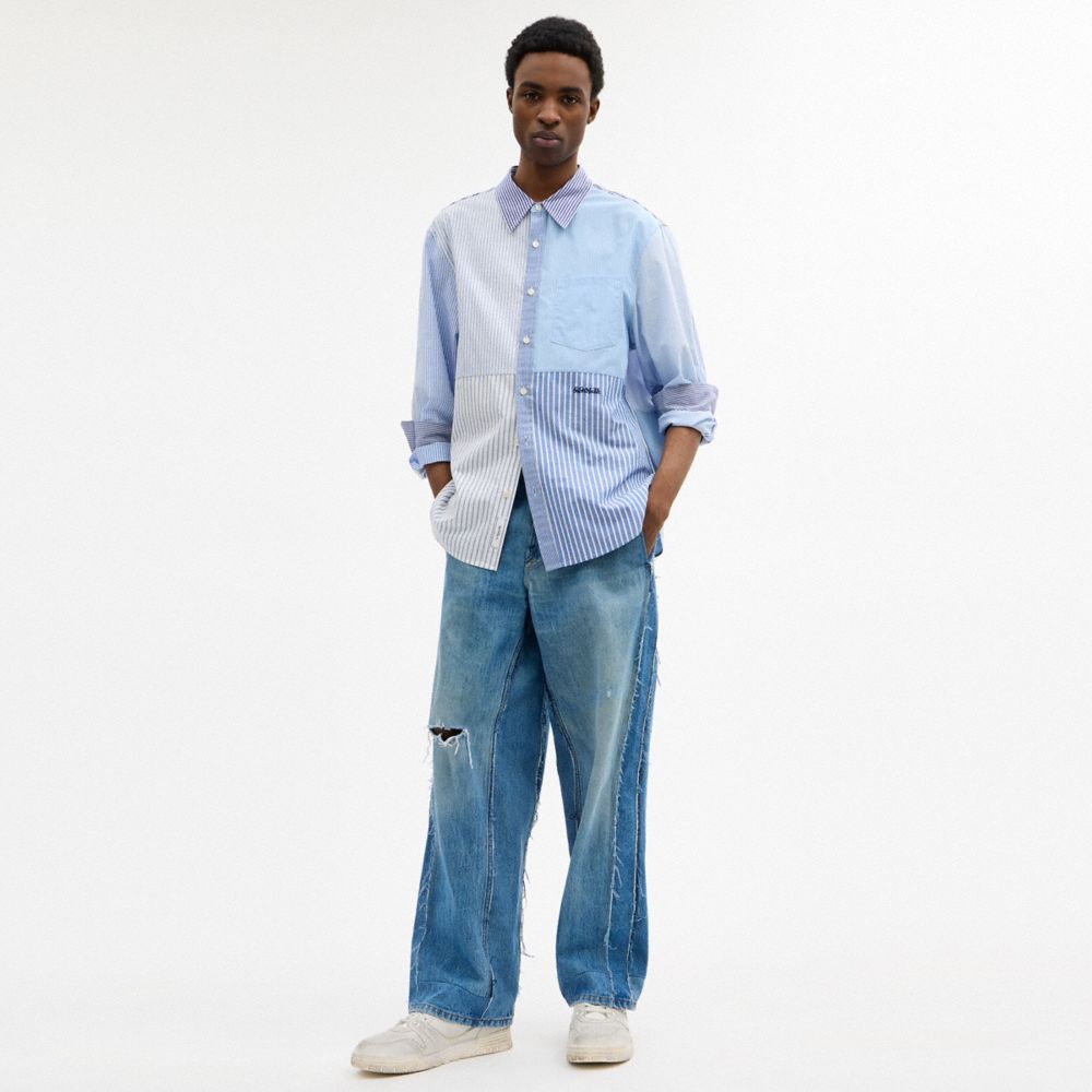 Repurposed Cotton Patchwork Oxford Shirt