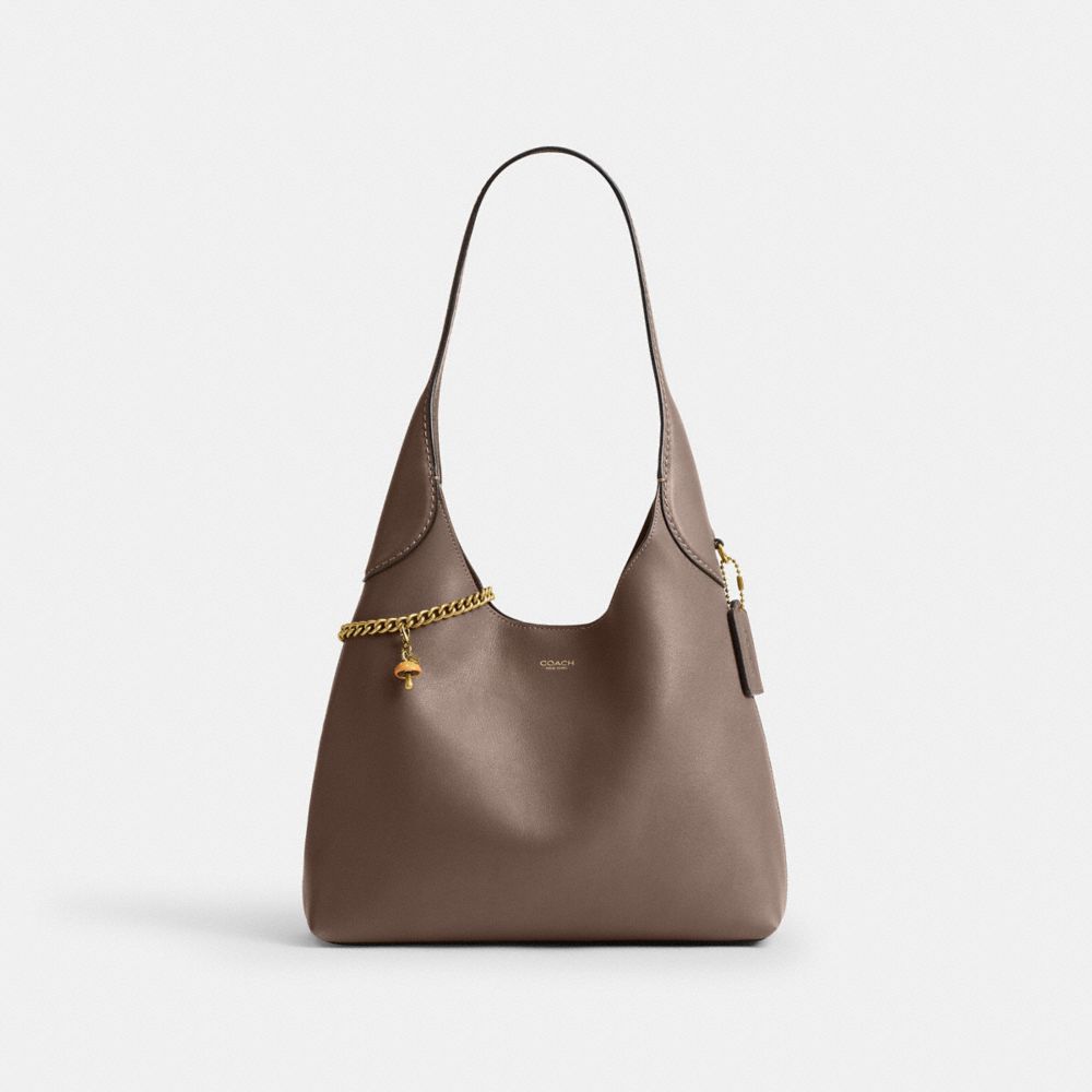 COACH®,DIY Mushroom Charm,Bag Charm,Metal Material,Resin,3D Embellishment,Rhinestones,Brass,Brown,Angle View