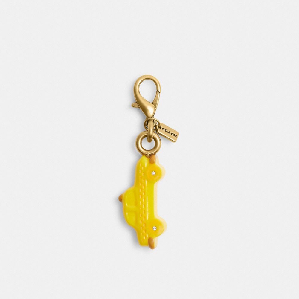 COACH®,DIY Taxi Charm,Bag Charm,Resin,3D Embellishment,Rhinestones,Yellow,Front View