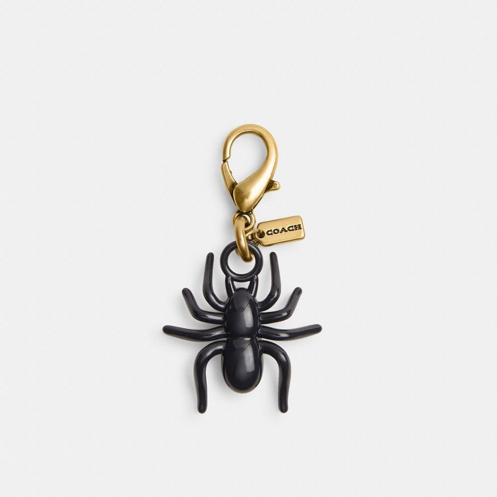 COACH®,DIY Spider Charm,Bag Charm,Metal Material,3D Embellishment,Brass,Black,Front View