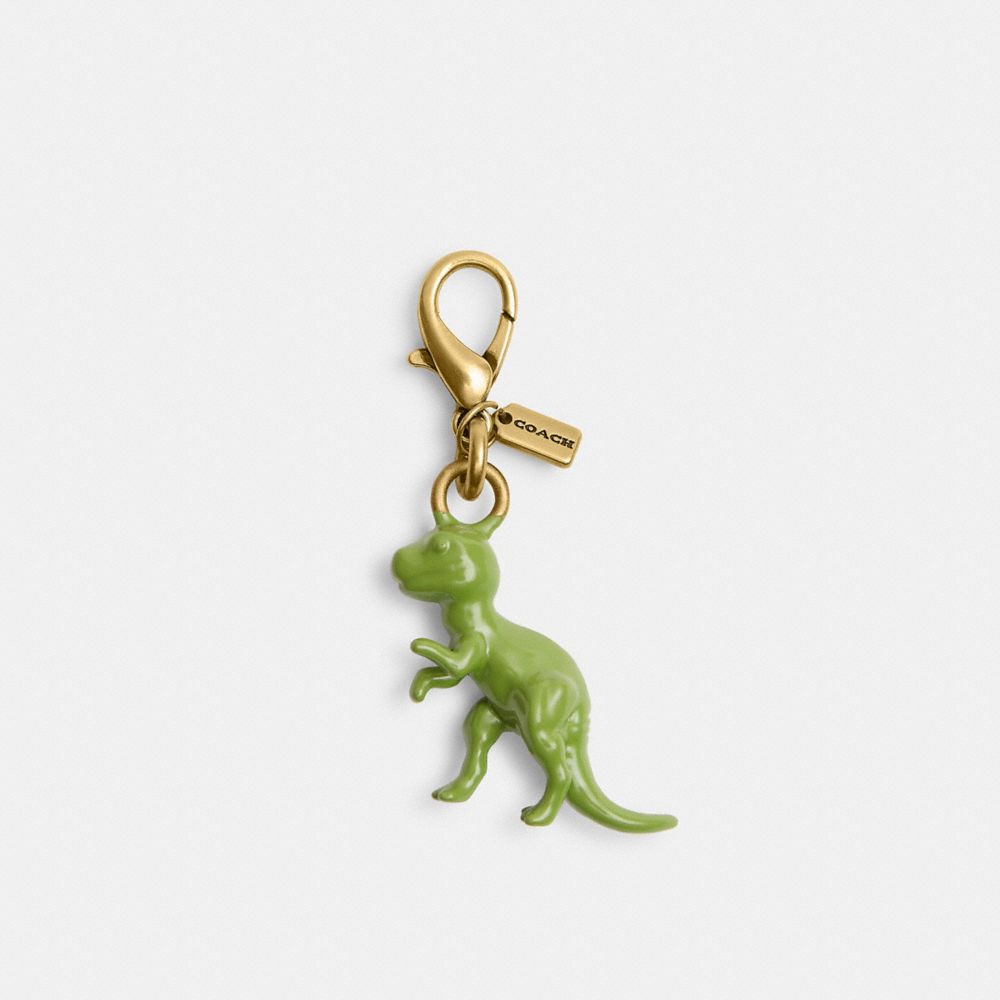 COACH®,DIY Dinosaur Charm,Bag Charm,Metal Material,3D Embellishment,Brass,Green,Front View