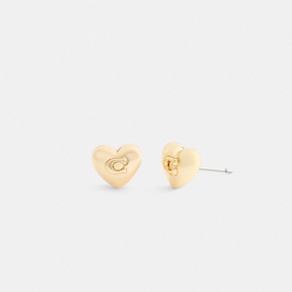 Coach Signature Heart Stud Earrings In Gold