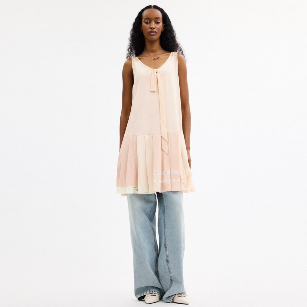 COACH®,Pleated Bow Dress,,Scale View