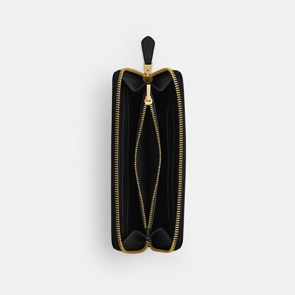 COACH®,New York Slim Accordion Zip Wallet,Leather,Calfskin Leather,Continental,Casual,Black,Inside View,Top View
