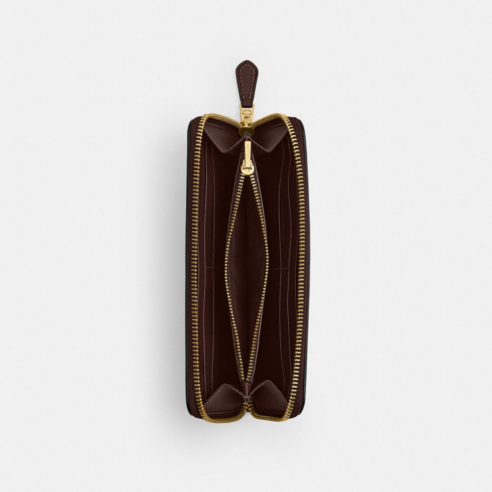 COACH®,New York Slim Accordion Zip Wallet,Leather,Calfskin Leather,Continental,Casual,Brown,Inside View,Top View