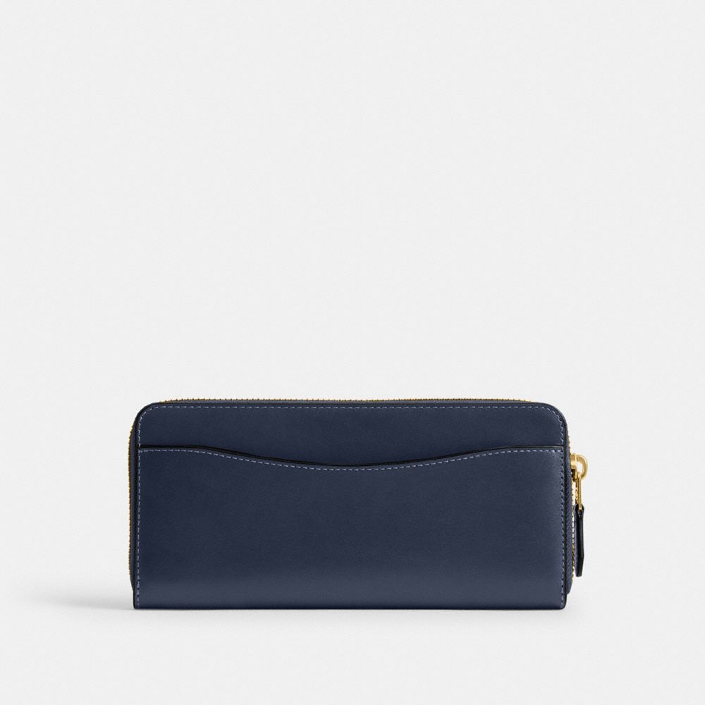 COACH®,New York Slim Accordion Zip Wallet,Leather,Calfskin Leather,Continental,Casual,Navy,Back View