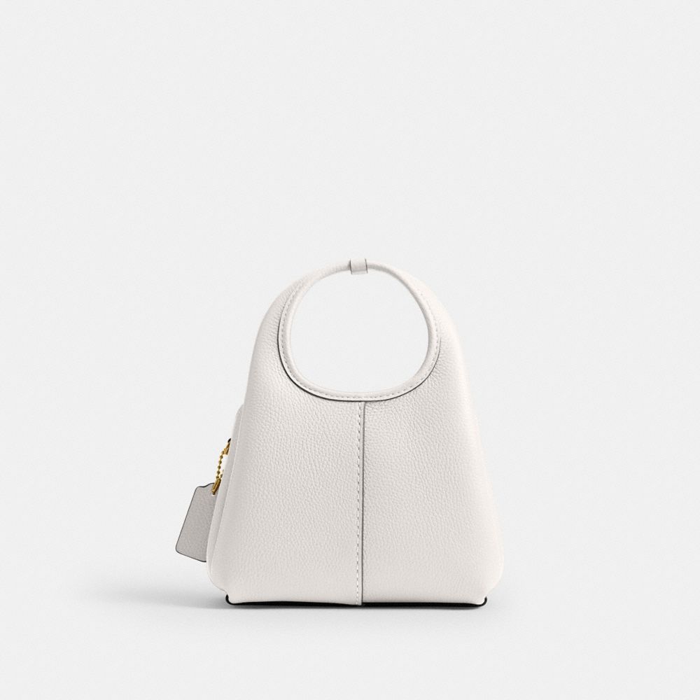 COACH®,Lana Shoulder Bag 19,Leather,Shoulder Bag,Metal,Logo,Compact,Brass,Casual,White,Back View