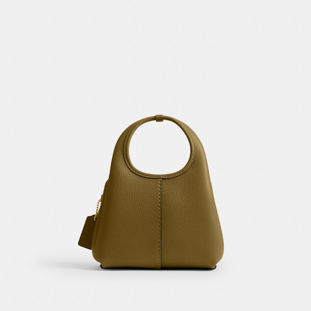 COACH®,Lana Shoulder Bag 19,Leather,Shoulder Bag,Metal,Logo,Compact,Brass,Casual,Brown,Back View