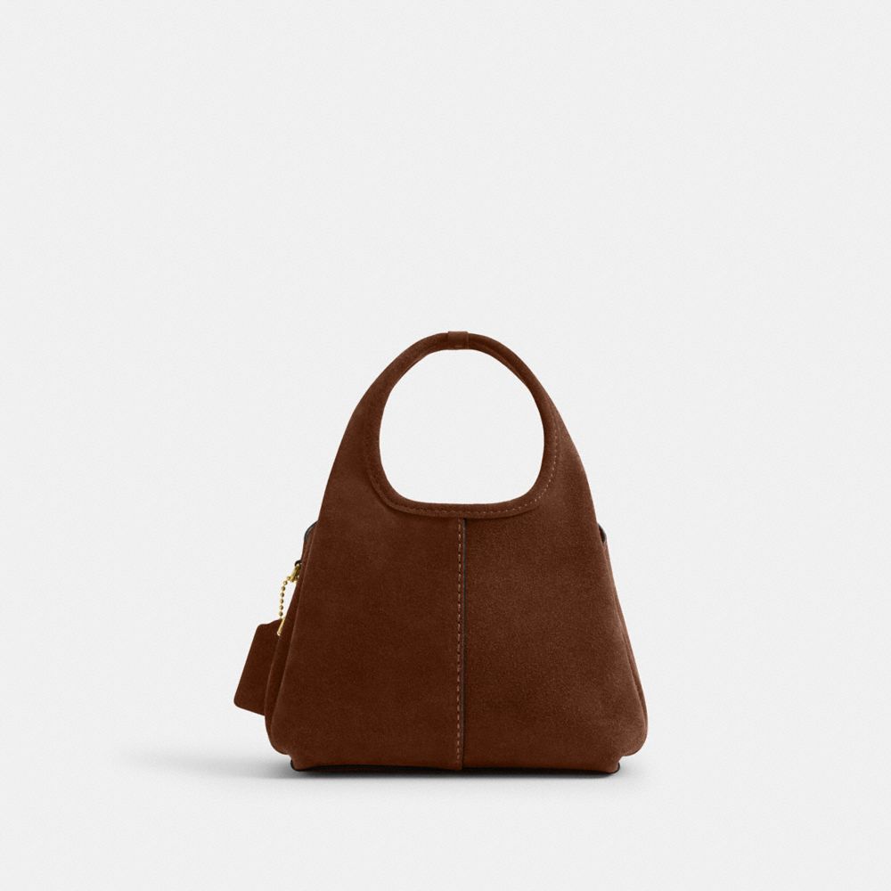 COACH®,Lana Shoulder Bag 19,Suede,Shoulder Bag,Metal,Logo,Shoulder Guard,Brass,Casual,Brown,Back View