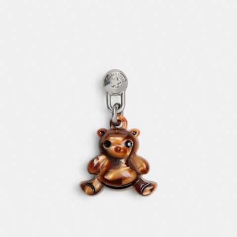 Женский брелок Coach Bear Bag Charm, цвет: Коричневый / Разноцветный