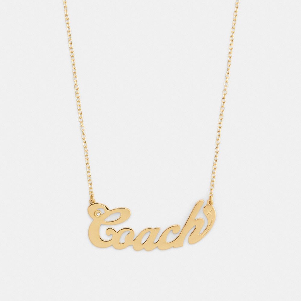 Coach Nameplate Necklace In Gold