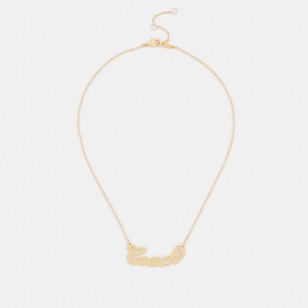 COACH®,Coach Nameplate Necklace,,Inside View,Top View