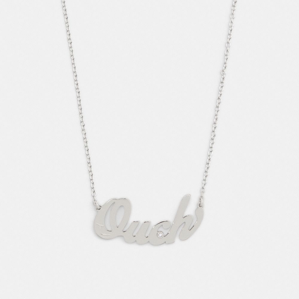 Coach Ouch Nameplate Necklace In Black