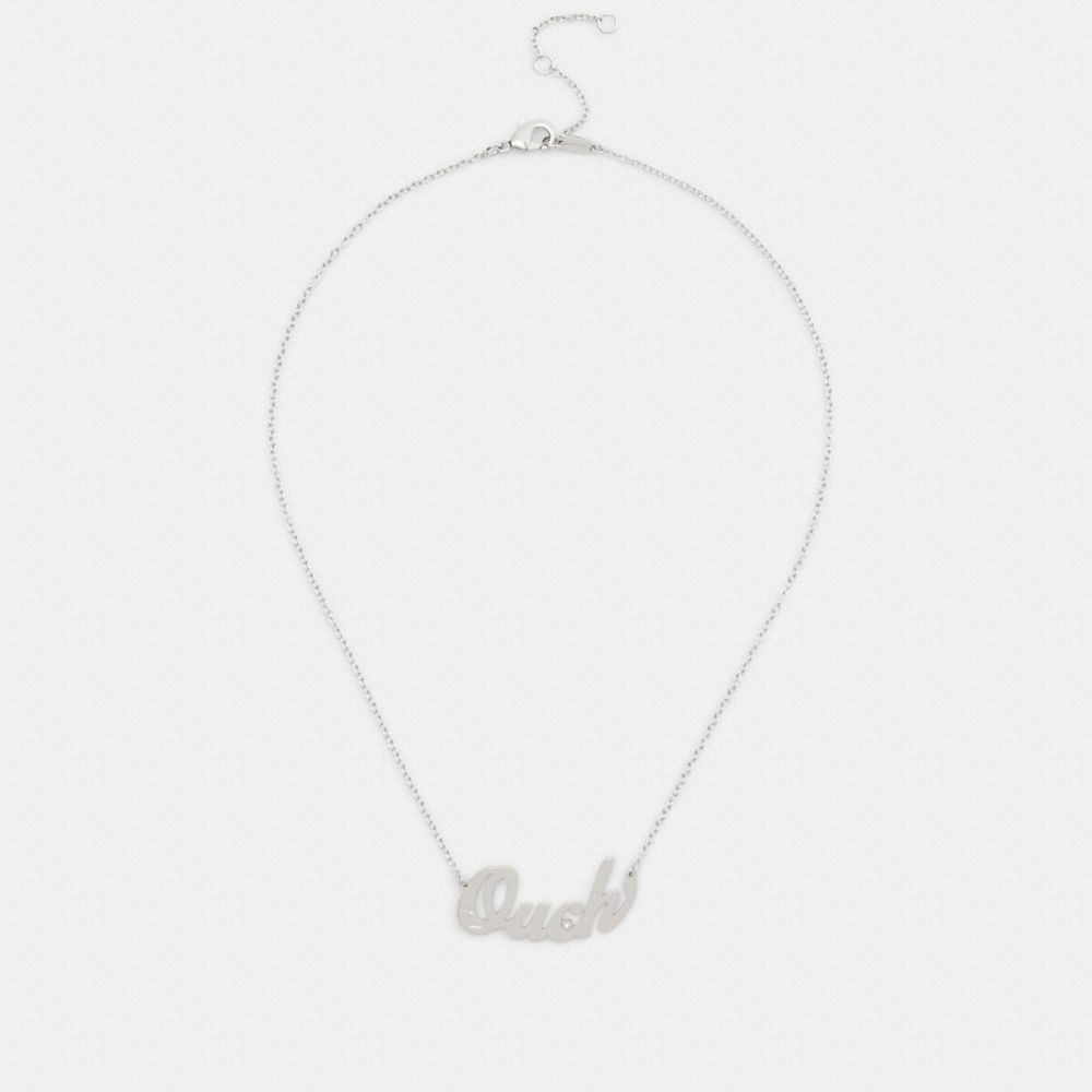 Coach Ouch Nameplate Necklace In Black