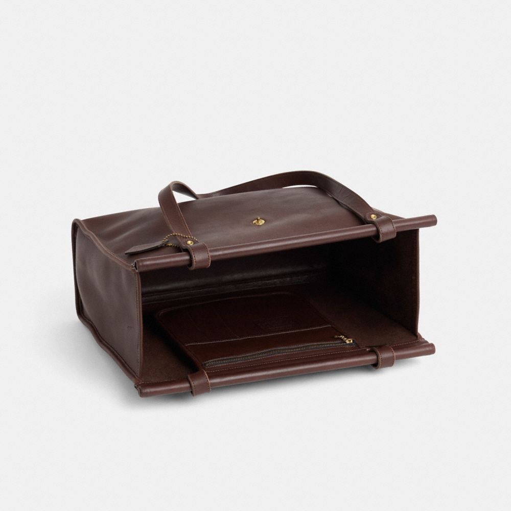 COACH®,Vintage Classic Barclay Tote,Leather,Tote,Logo,Metal,Gold Metal,Work,Brown,Inside View,Top View