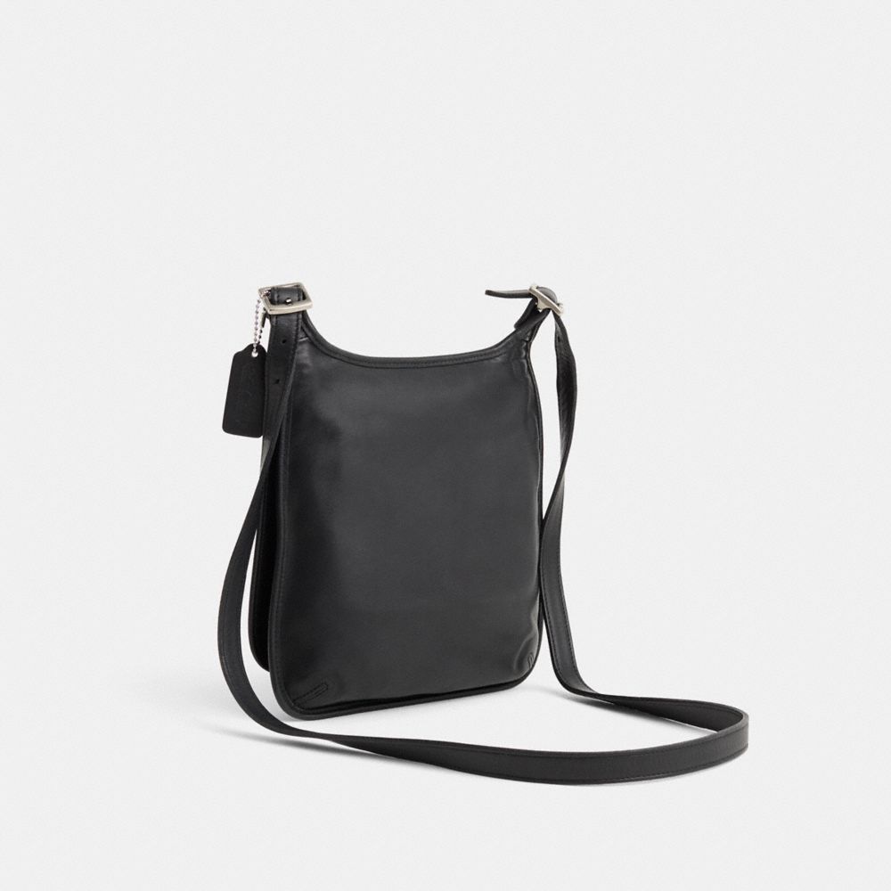 COACH®,Vintage Small Hippie Flap Bag,Leather,Crossbody,Color Metal,Casual,Black,Angle View