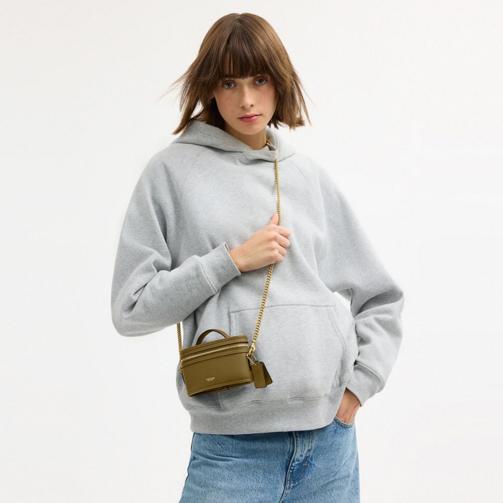 COACH®,Trail Bag 15,Lining Cotton,Leather,Cotton,Vanity Bag,Metal Material,Adjustable,Lined,Brass,Day Party,Brown,Detail View