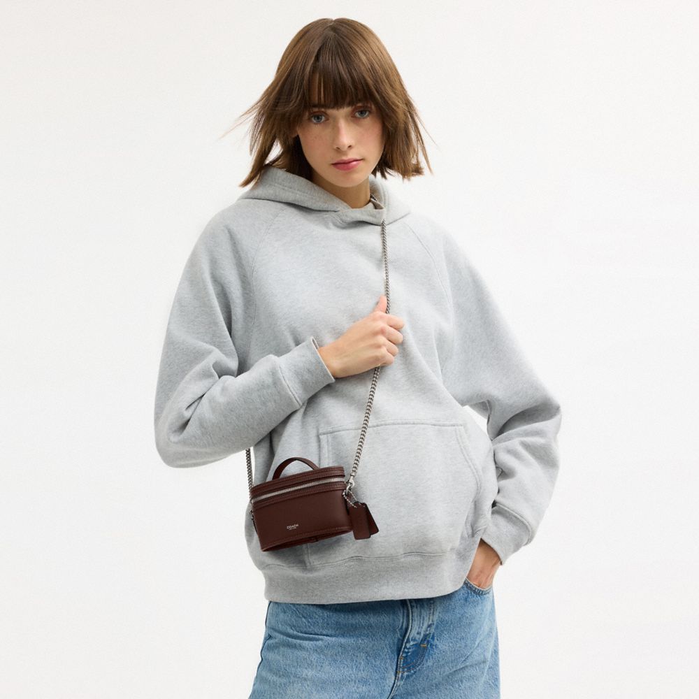 COACH®,Trail Bag 15,Lining Cotton,Leather,Cotton,Vanity Bag,Metal Material,Adjustable,Lined,Brass,Day Party,Brown,Detail View