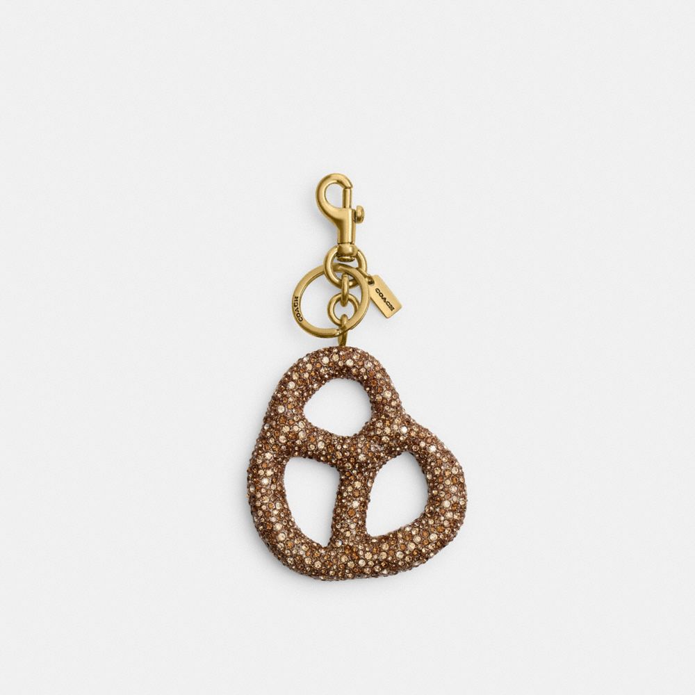 Coach Crystal Pretzel Bag Charm In Gold