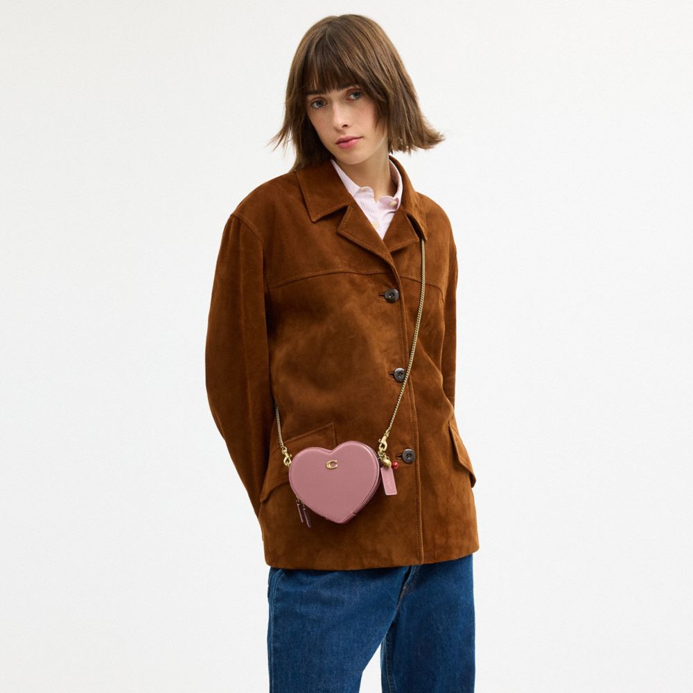 COACH®,Heart Crossbody Bag 14 With Charms,Pink