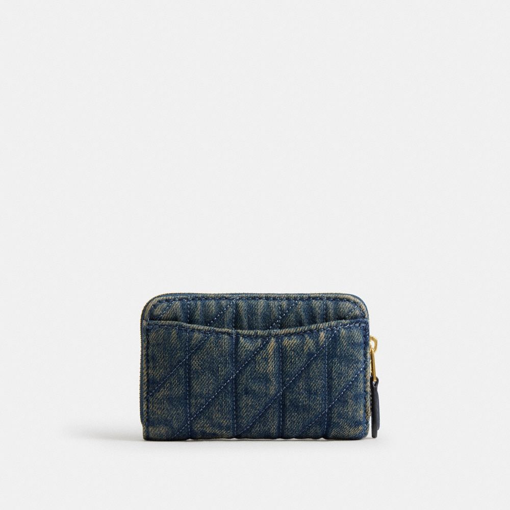 Coach Essential Small Zip Around Card Case In Regenerative Cotton Denim With Quilting — фото 2