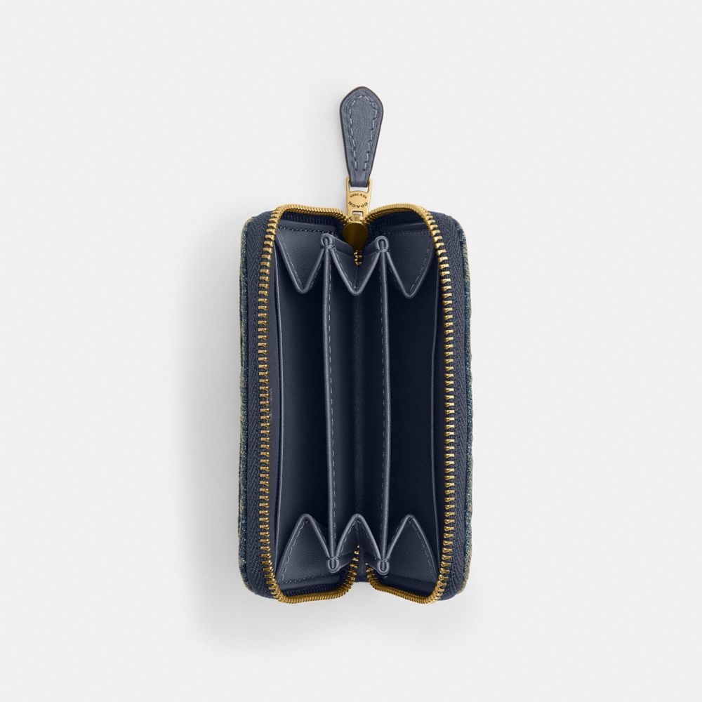 Coach Essential Small Zip Around Card Case In Regenerative Cotton Denim With Quilting — фото 3