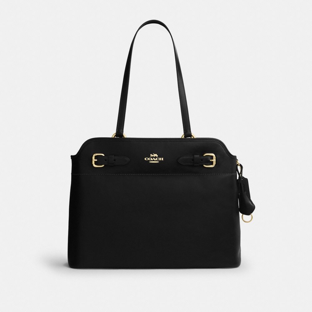 COACH®,Easton Tote Bag,Leather,Tote,Logo,Gold Metal,Work,,Front View