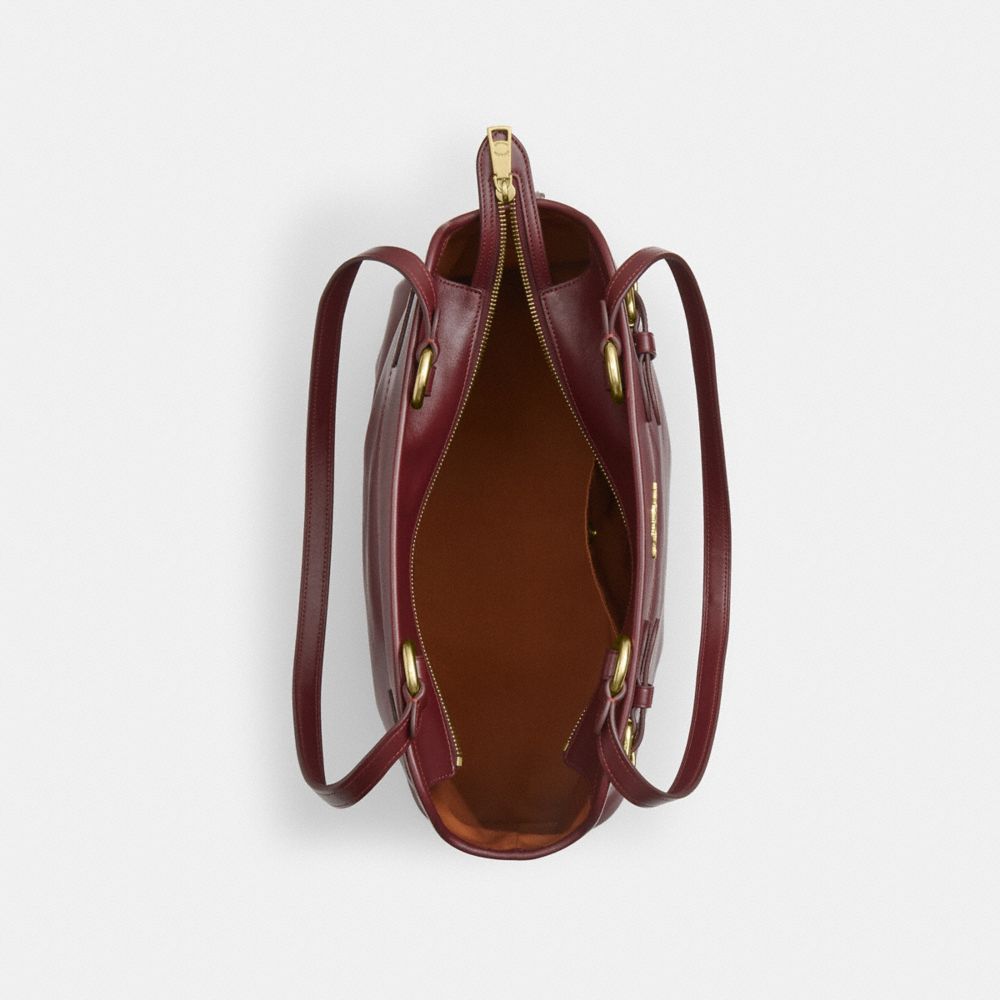 COACH®,Easton Tote Bag,Leather,Tote,Logo,Gold Metal,Work,Maroon,Inside View,Top View