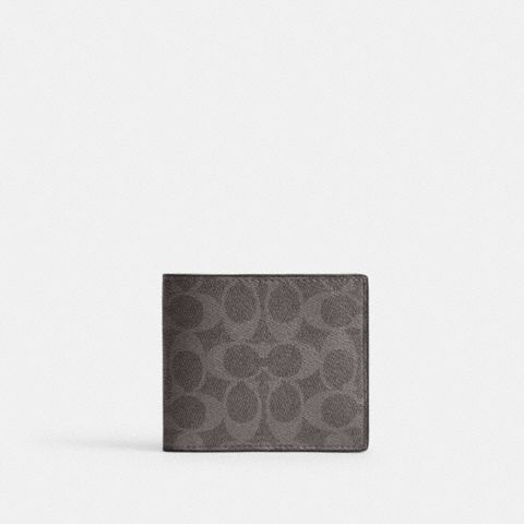 Кошелёк 3-в-1 Coach из ткани Signature Canvas, цвет: Серый