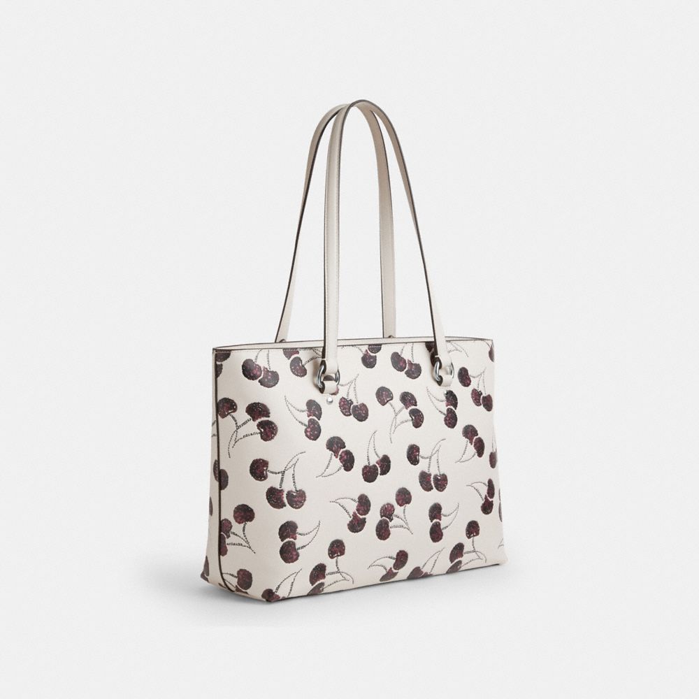COACH®,Station Tote Bag With Cherry Print,,Angle View