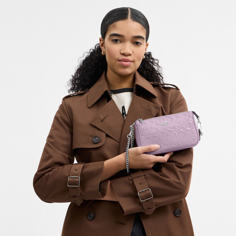 COACH®,Nolita 19 In Signature Leather With Heart Charm,Lavender,Detail View