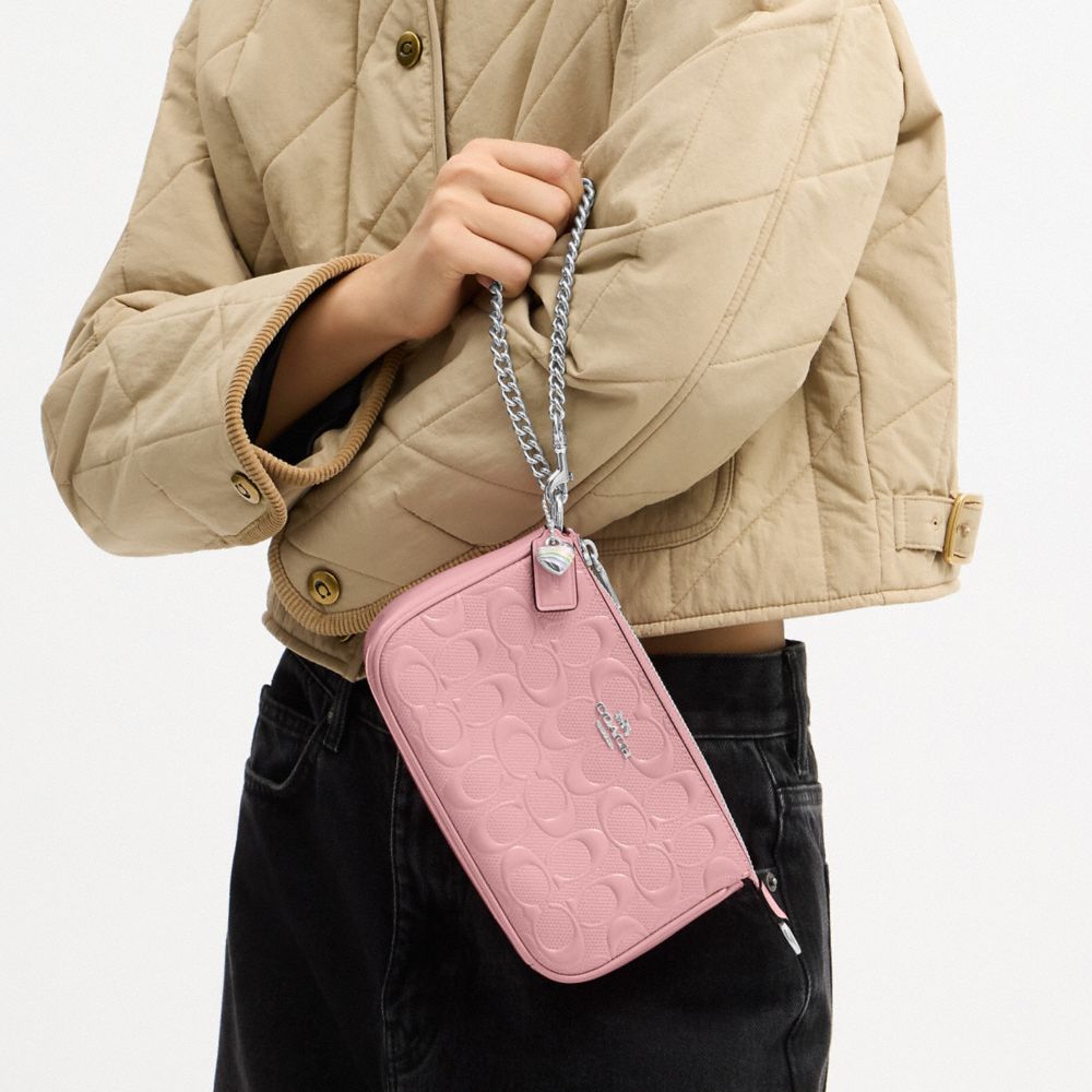 COACH®,Nolita 19 In Signature Leather With Heart Charm,Pink,Detail View