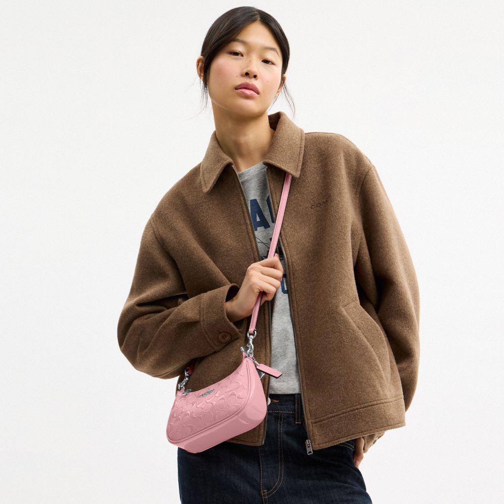 COACH®,Teri Mini Crossbody Bag In Signature Leather With Heart Charm,Pink