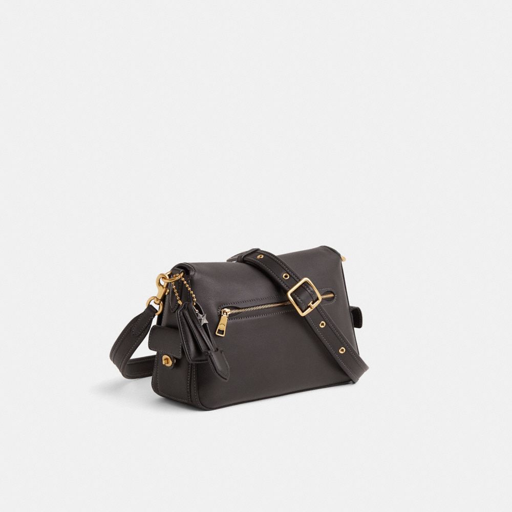 COACH®,Upcrafted Soft Tabby Shoulder Bag,Leather,Shoulder Bag,Logo,Gold Metal,Casual,Black,Angle View